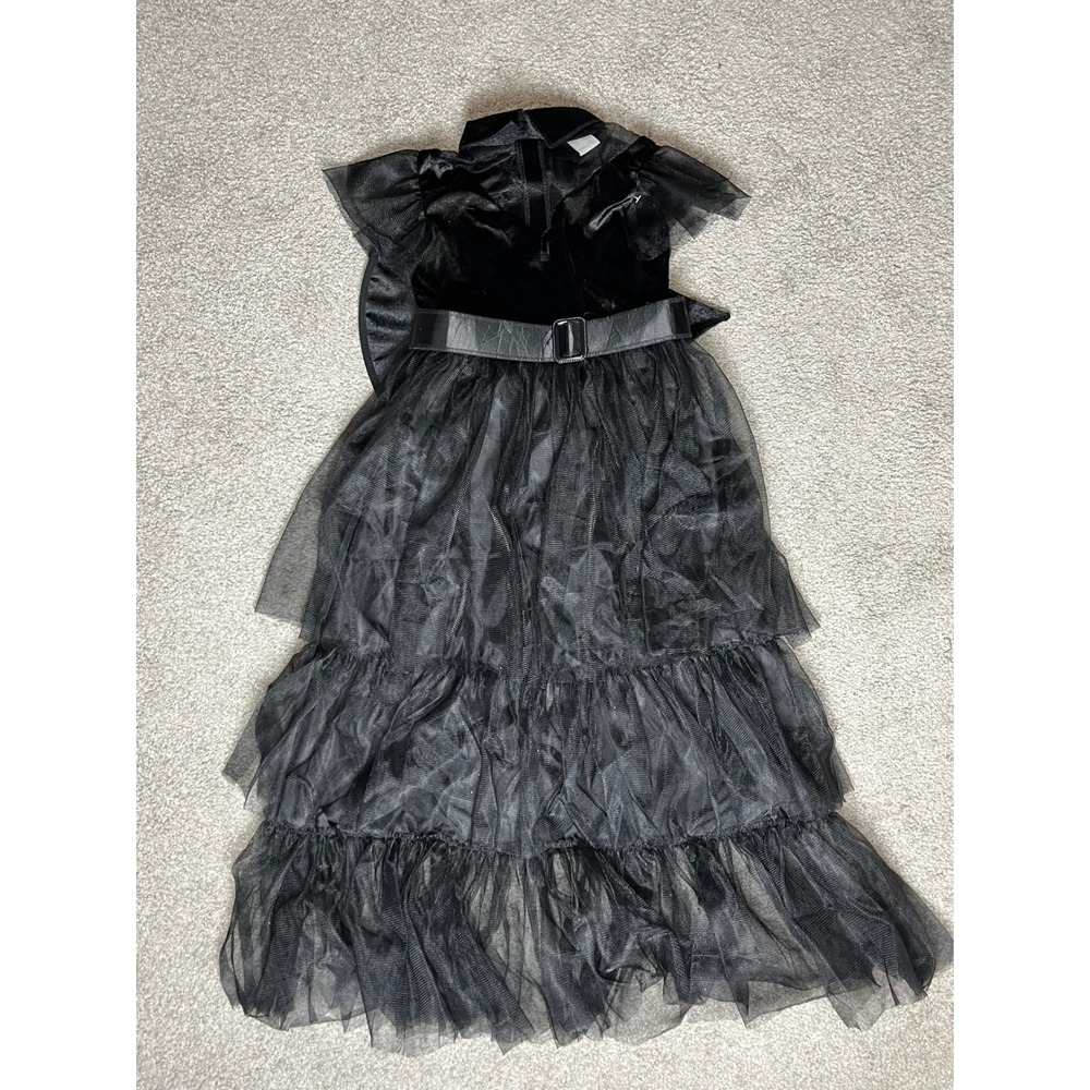 Target Kids Witch Halloween Costume Velvet Tulle Tiered Dress w/ Hat Black Small